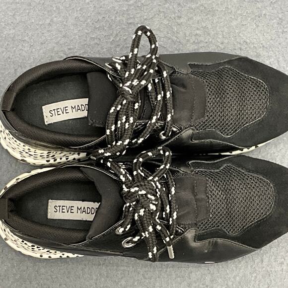 Steve Madden Cliff Black White Animal Athletic Running Sneaker Women 9M - Picture 8 of 10